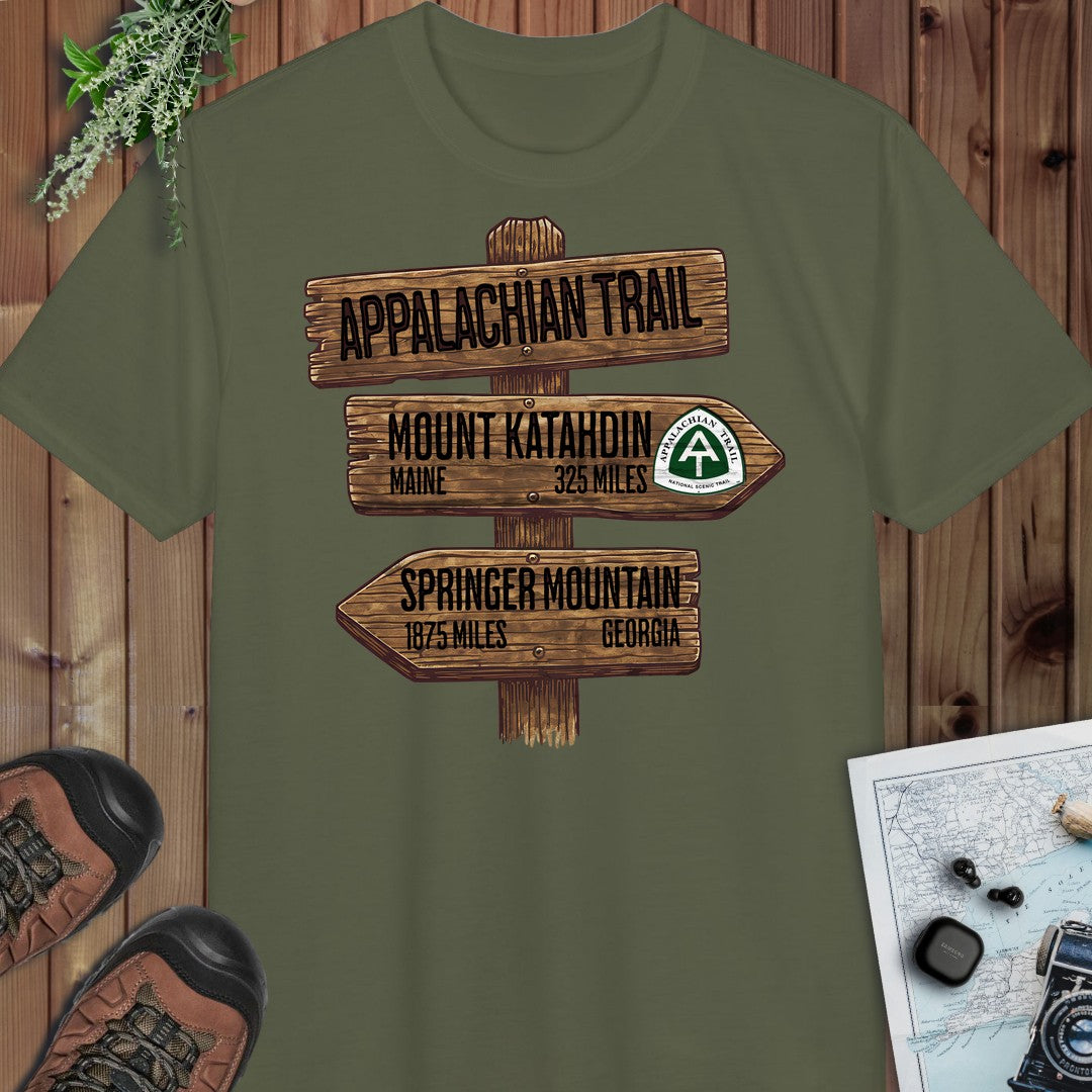 Appalachian Trail Katahdin Springer 2200 Miles Performance T-Shirt in Military Green