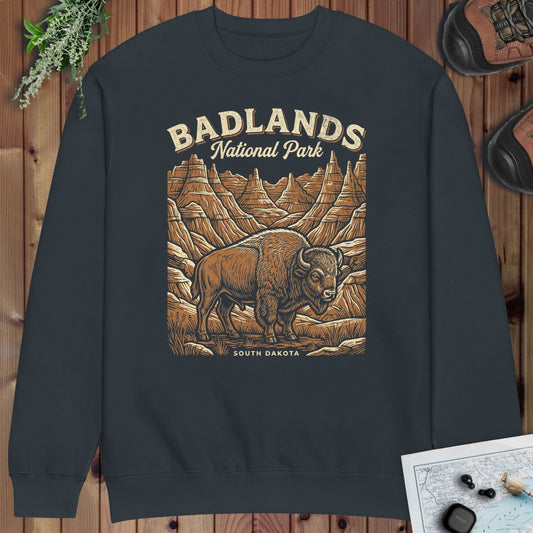 Badlands National Park Poster T Shirt Crewneck Sweatshirt in Navy
