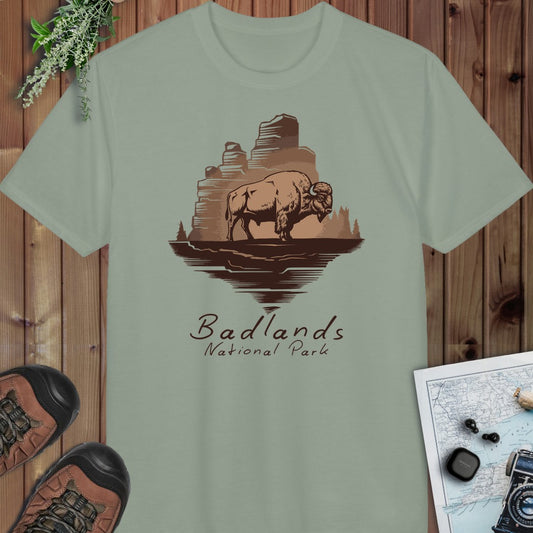 Badlands National Park Roaming Buffalo Performance T-Shirt in Sage