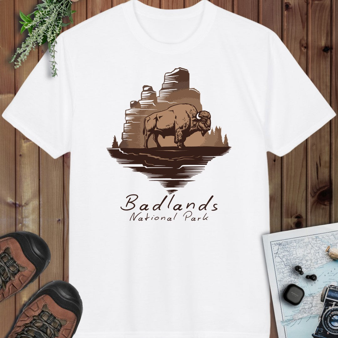 Badlands National Park Roaming Buffalo Performance T-Shirt in White