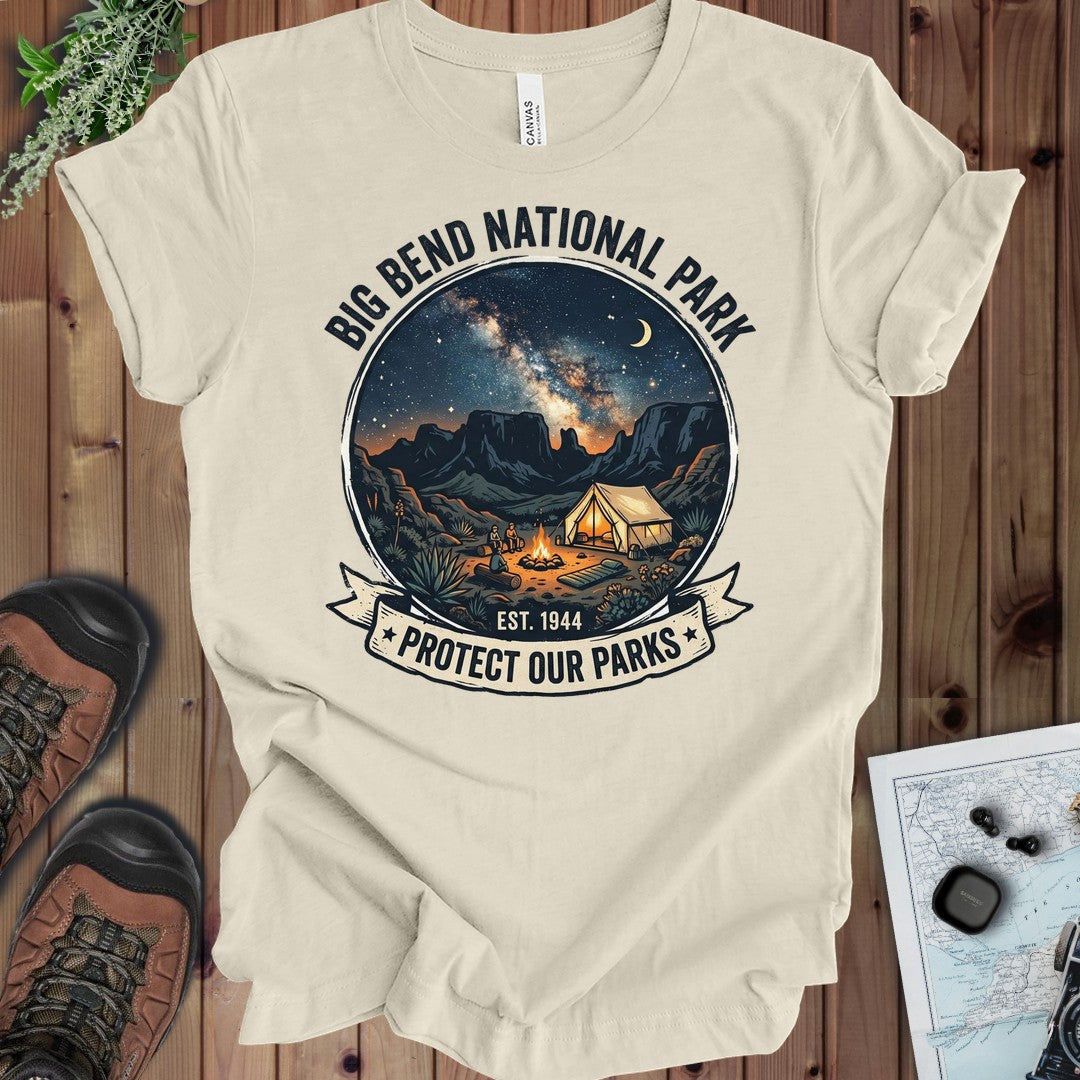 Big Bend National Park Protect Our Parks Campsite Kids Graphic T-Shirt in Natural