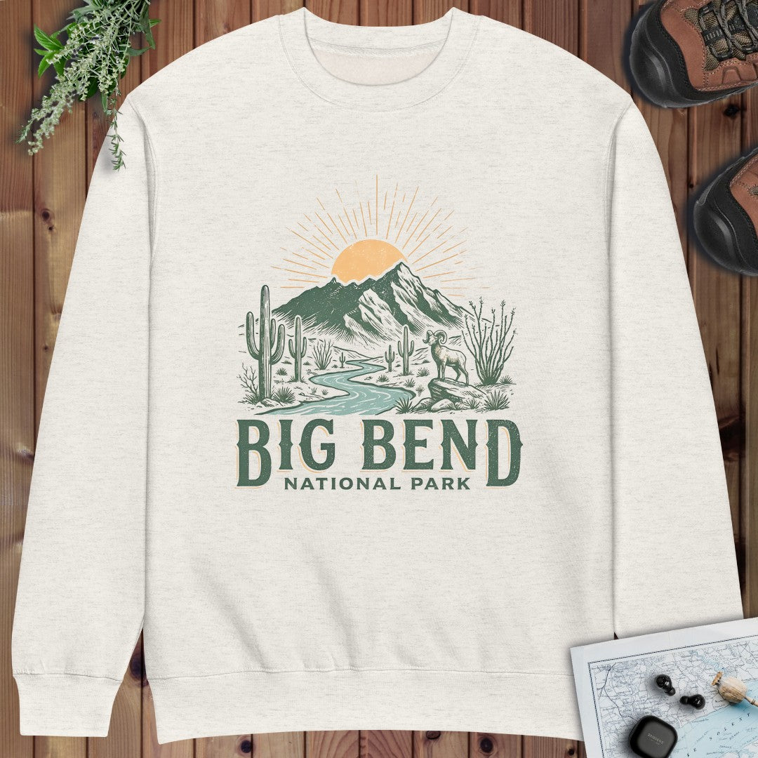 Big Bend National Park Big Horned Crewneck Sweatshirt in Oatmeal Heather