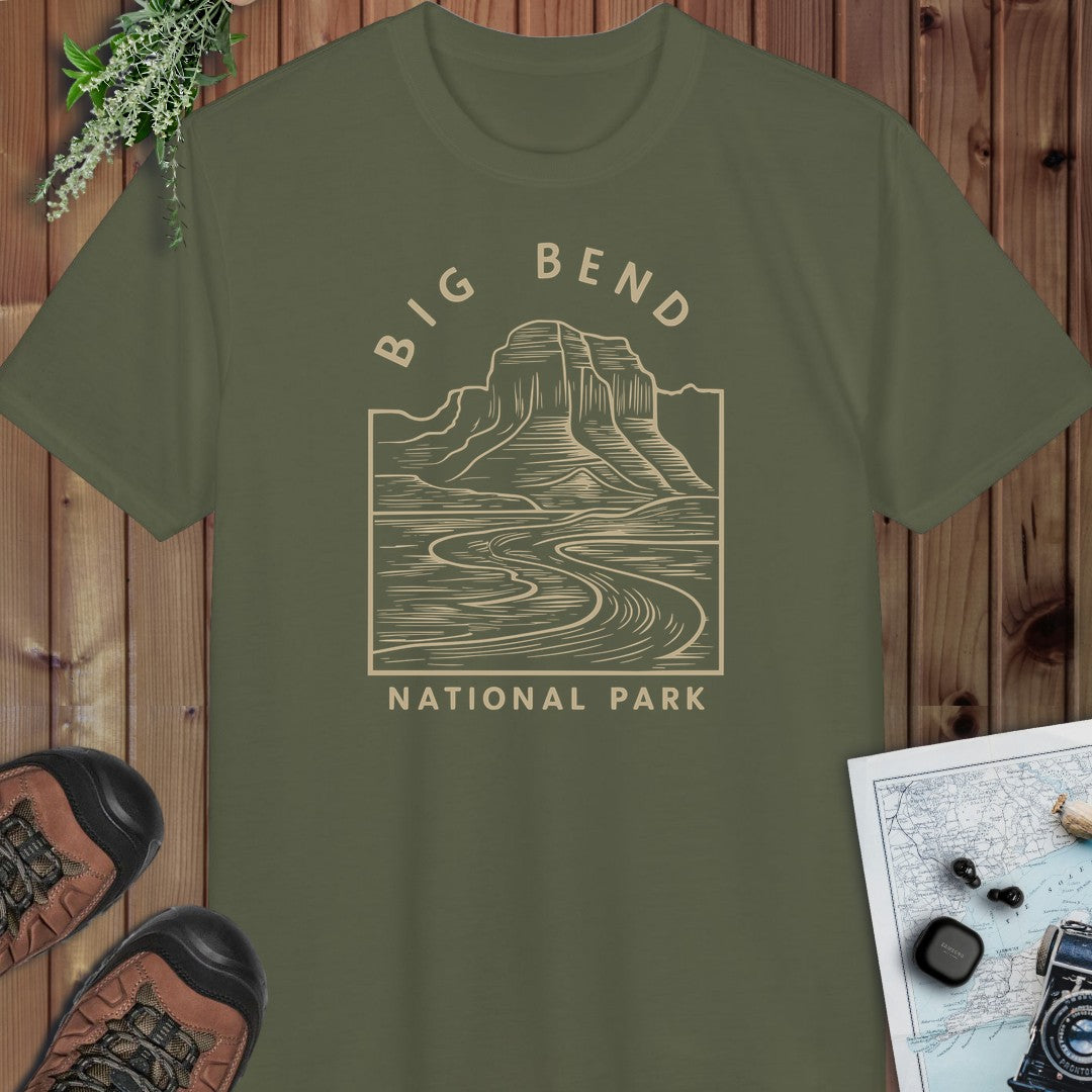 Big Bend National Park Performance T-Shirt in Military Green