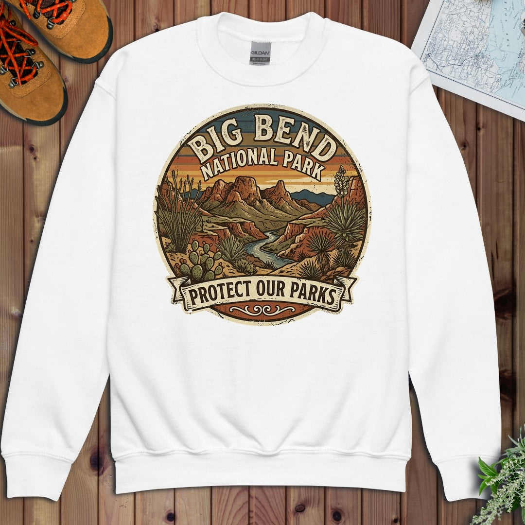 Big Bend Protect Our Parks National Park Youth Sweatshirt in White
