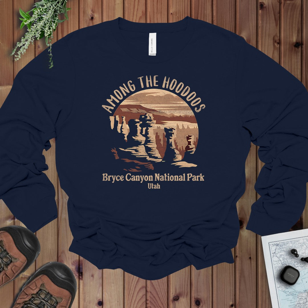 Bryce Canyon National Park Fit Soft T Shirt Among The Hoodoos Long Sleeve T-Shirt in Navy
