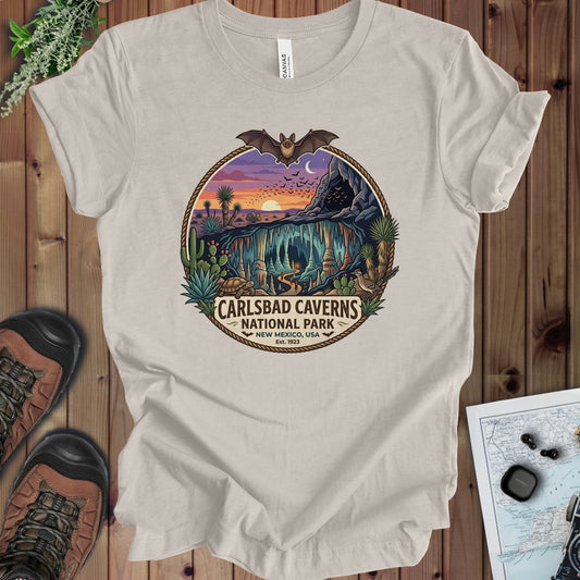 Carlsbad Caverns National Park Emblem Kids Graphic T-Shirt in Heather Dust