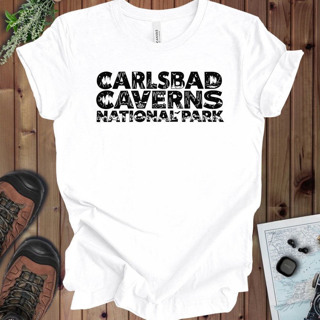 Carlsbad Caverns National Park Graphic Typography Kids Graphic T-Shirt in White