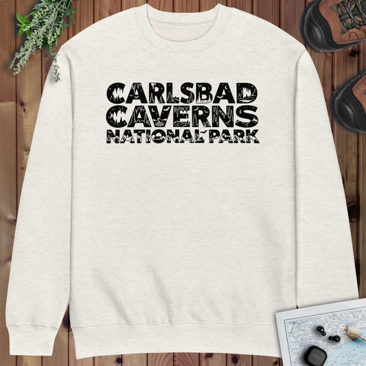 Carlsbad Caverns National Park Typography Crewneck Sweatshirt in Oatmeal Heather