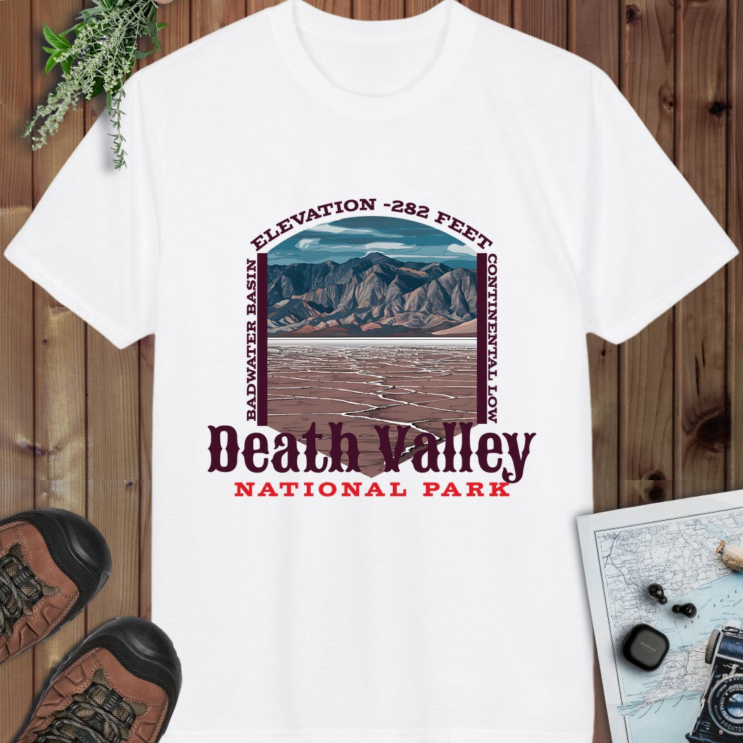Death Valley National Park Airlume Cotton Badwater Basin Performance T-Shirt in White