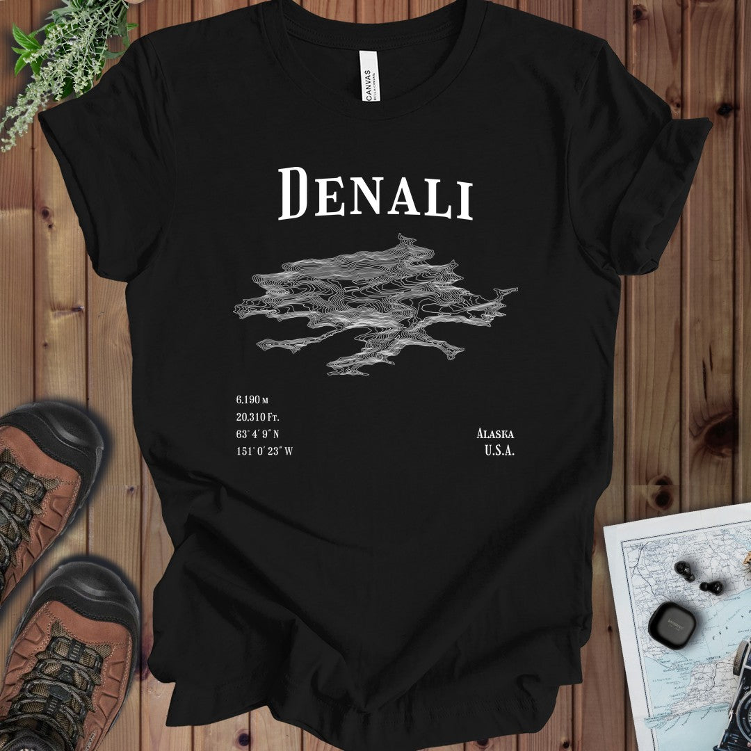 Denali Topo Lines Kids Graphic T-Shirt in Black