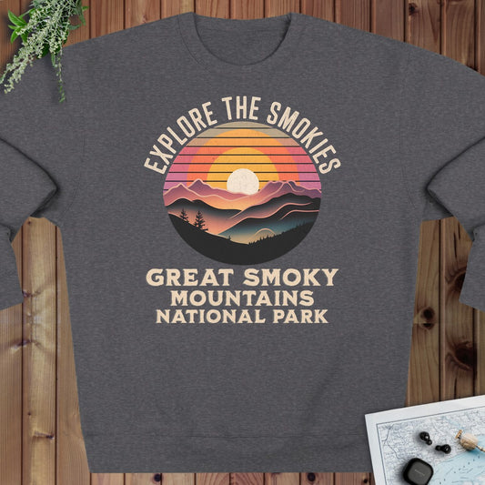 Explore the Smokies Crewneck Sweatshirt in Charcoal Heather
