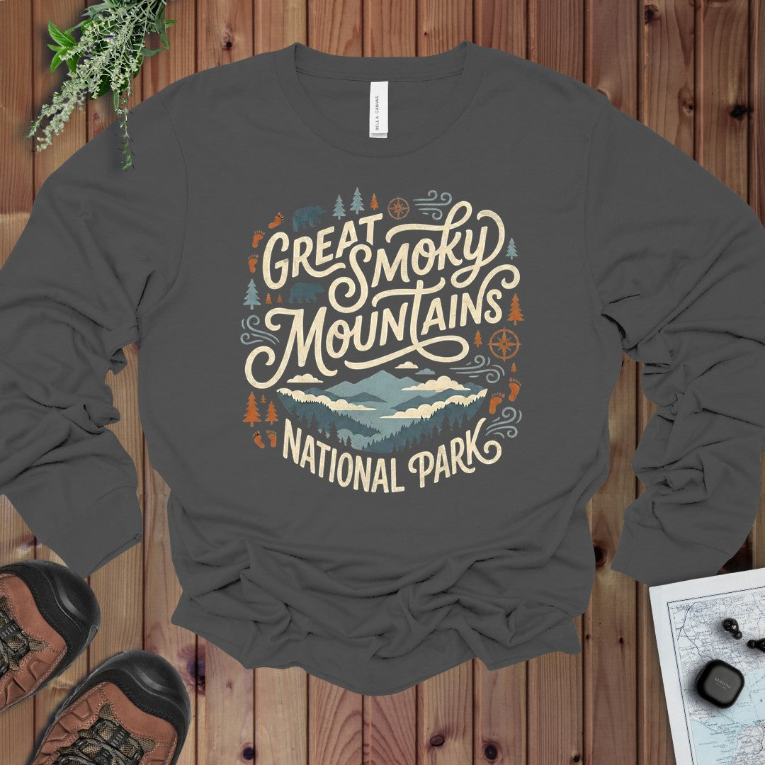 Great Smoky Mountain National Park Long Sleeve T-Shirt in Asphalt