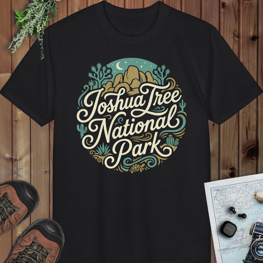 Joshua Tree National Park Curved Performance T-Shirt in Black