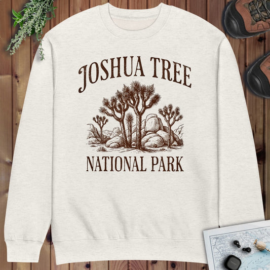 Joshua Tree National Park Rustic Graphic Crewneck Sweatshirt in Oatmeal Heather
