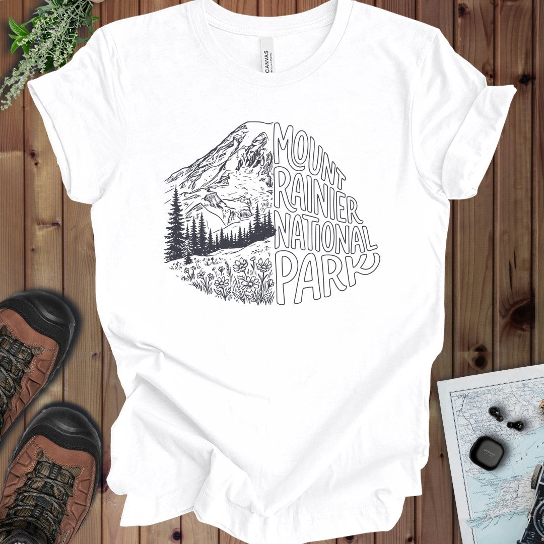 Mount Rainier National Park Half Kids Graphic T-Shirt in White