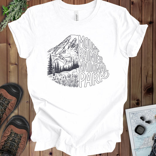 Mount Rainier National Park Half Kids Graphic T-Shirt in White