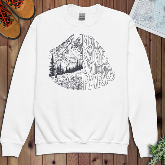 Mount Rainier National Park Half Youth Sweatshirt in White