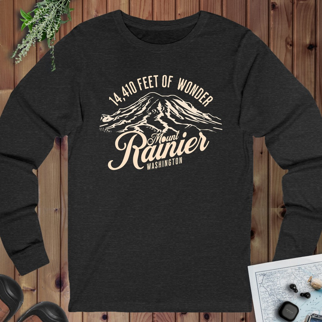 Mount Rainier Washington Unisex Soft Short Sleeve 14k Ft Of Wonder Long Sleeve T-Shirt in Dark Grey Heather