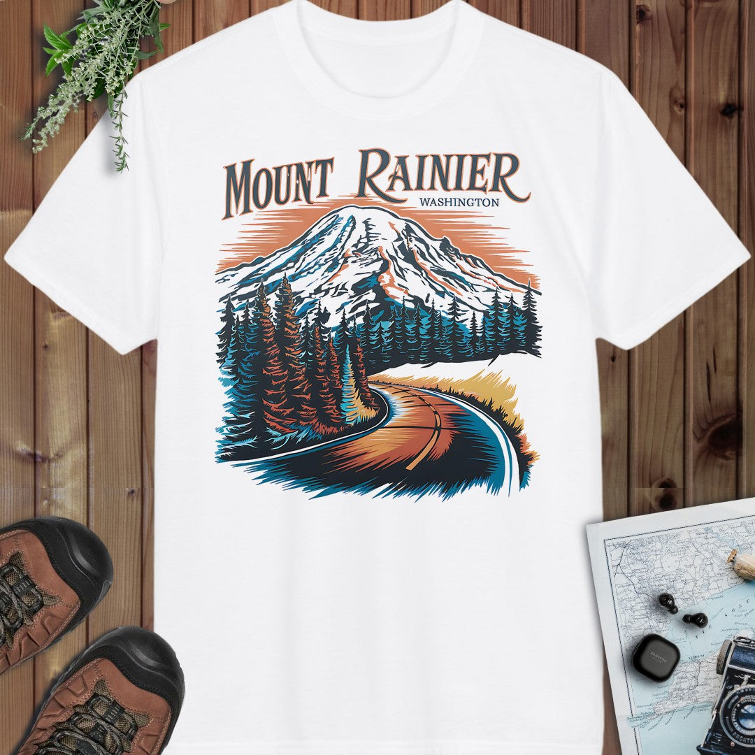 Mount Rainier Washington Performance T-Shirt in White