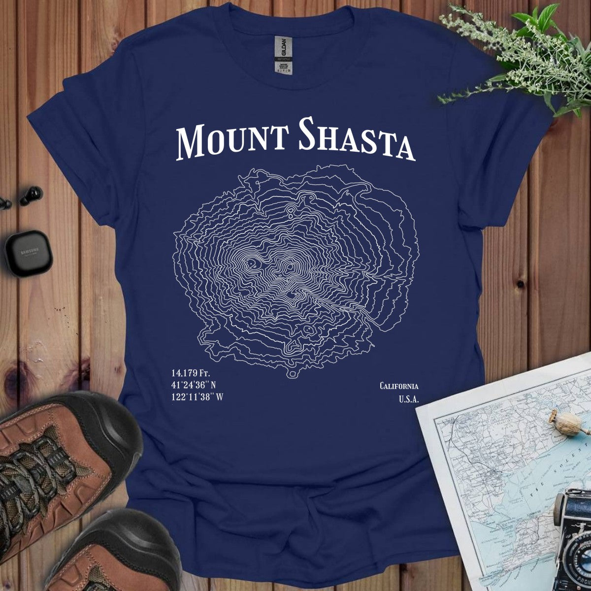 Mount Shasta Topo Lines T-Shirt