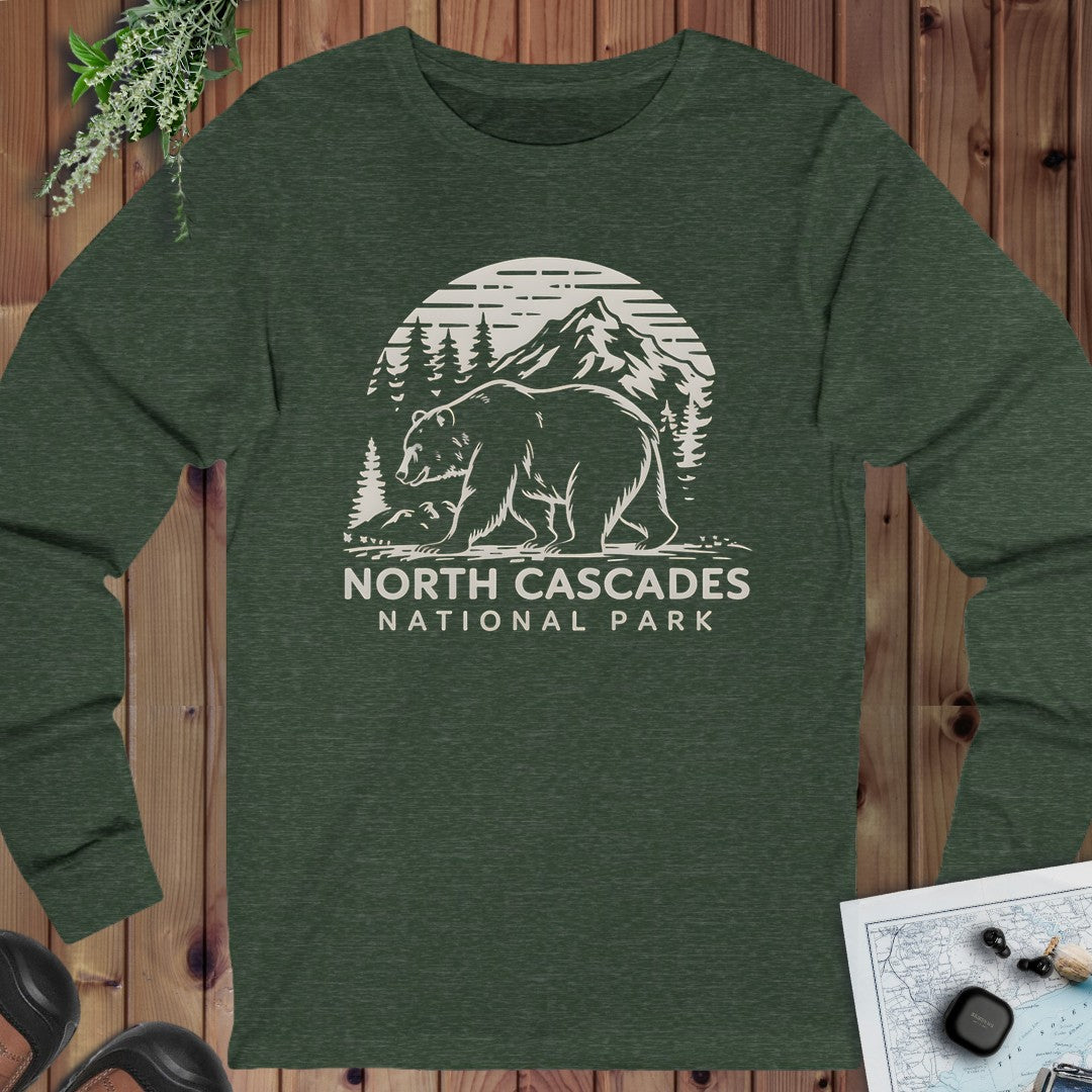 North Cascades National Park Nature Long Sleeve T-Shirt in Heather Forest