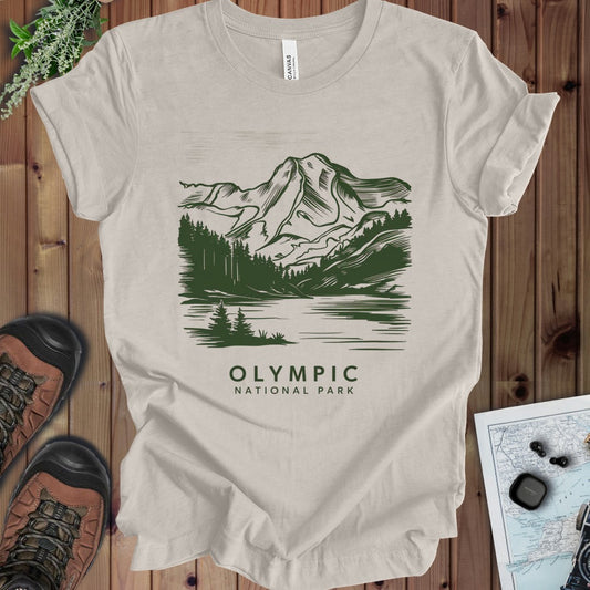 Olympic National Park Coastal Mountains Kids Graphic T-Shirt in Heather Dust