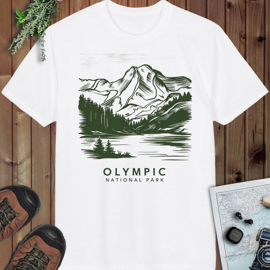 Olympic National Park Coastal Mountains Performance T-Shirt in White