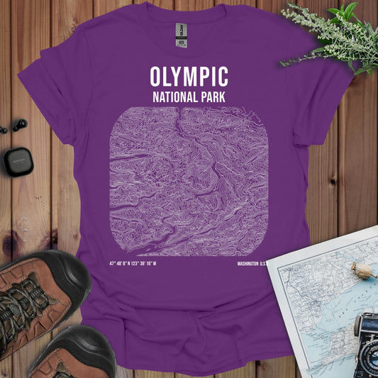 Olympic National Park Topo Lines T-Shirt in Purple