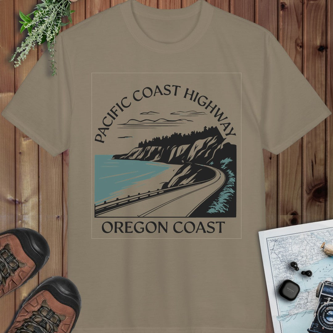 Oregon Pacific Coast Highway PCH Performance T-Shirt in Prairie Dust