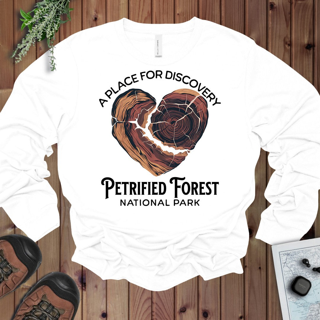 Petrified Forest National Park Heart Wood Long Sleeve T-Shirt in White