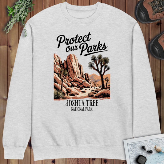 Protect Our Parks Joshua Tree Crewneck Sweatshirt in Heather Grey