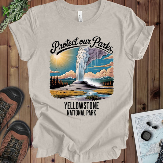 Protect Our Parks Yellowstone Kids Graphic T-Shirt in Heather Dust