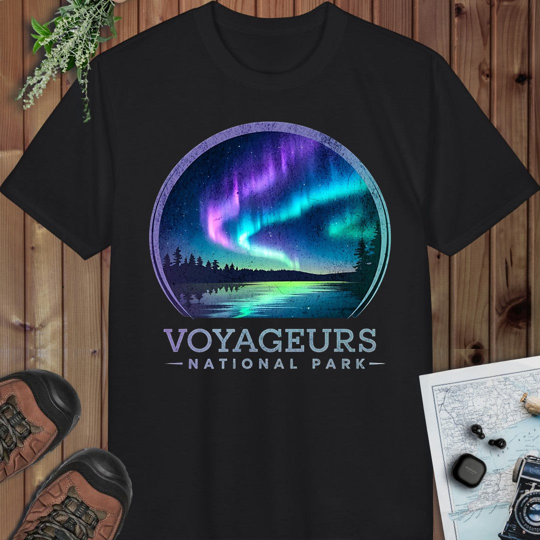 Voyageurs National Park Aurora Borealis Performance T-Shirt in Black