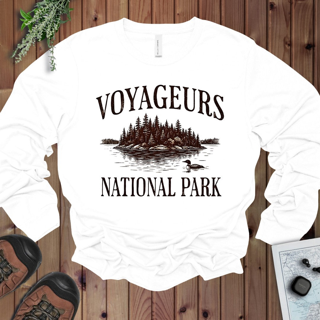 Voyageurs National Park Rustic Long Sleeve T-Shirt in White