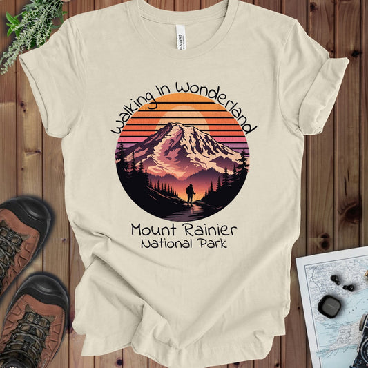Walking In Wonderland Mount Rainier National Park Kids Graphic T-Shirt in Natural