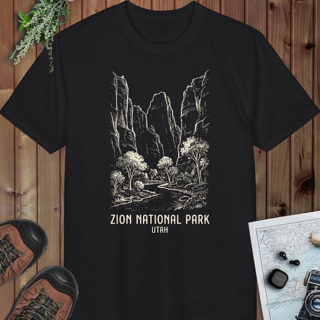 Zion National Park Performance T-Shirt in Black