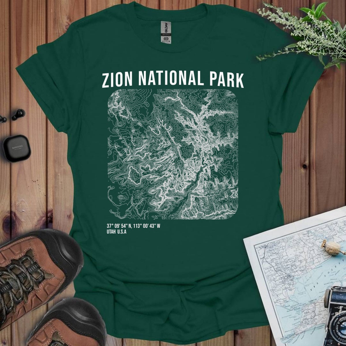 Zion National Park Topographic Map T-Shirt