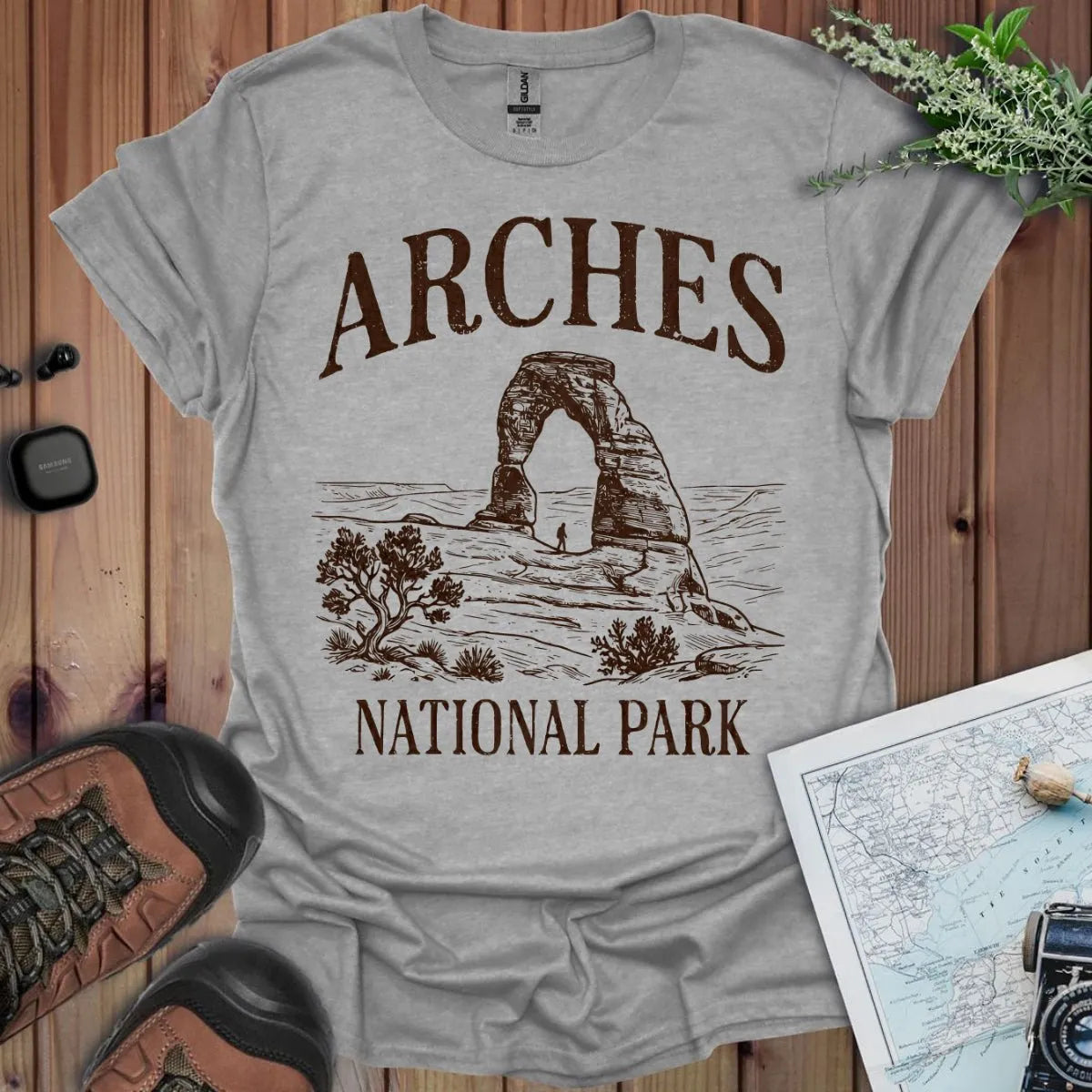 Arches National Park rustic graphic t-shirt alternate apparel color or product angle