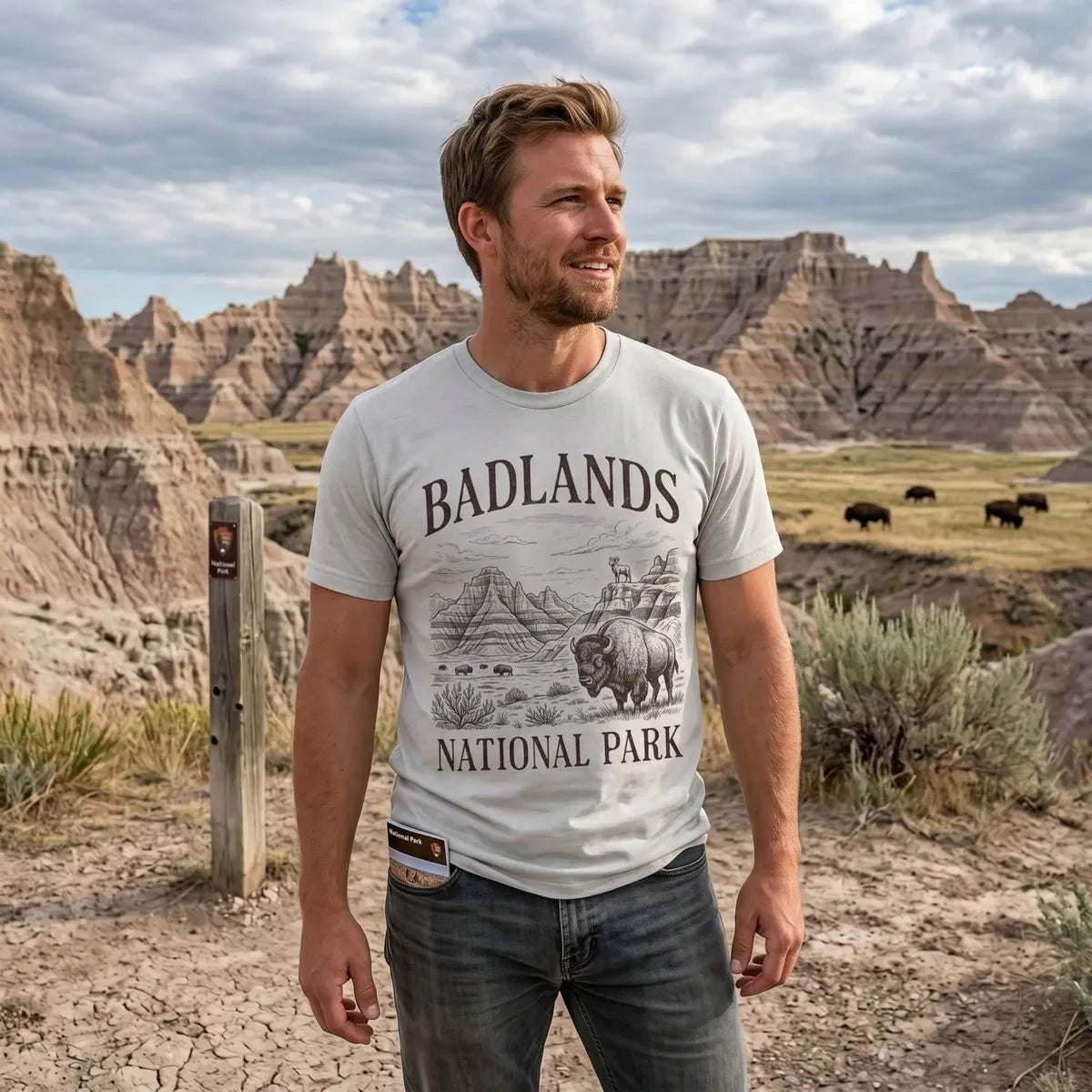Badlands National Park rustic graphic t-shirt alternate apparel color or product angle