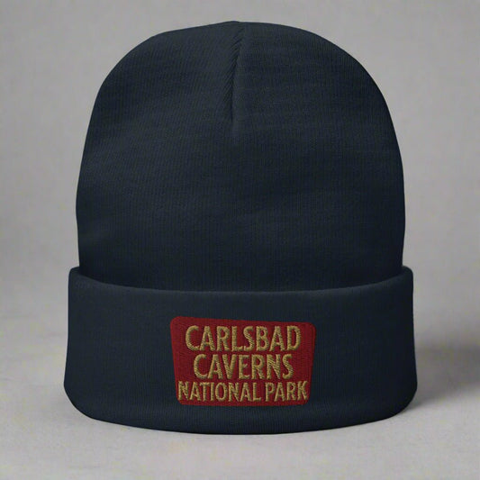 Carlsbad Caverns embroidered beanie shown in lifestyle or modeled setting