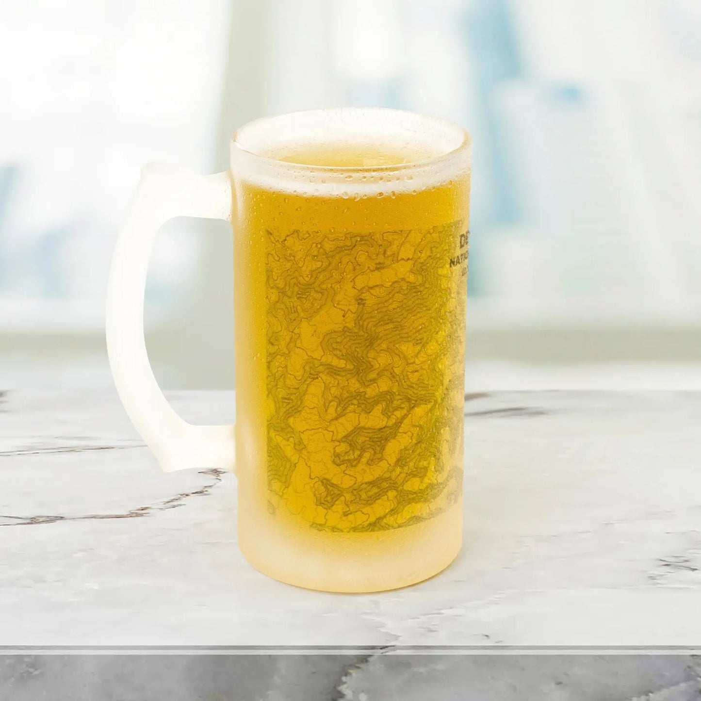 Denali National Park topographic pint beer mug showing design detail or product variation
