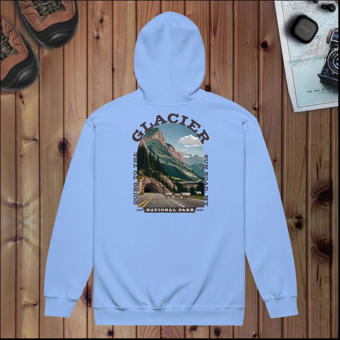 Glacier National Park full zip hoodie alternate apparel color or product angle