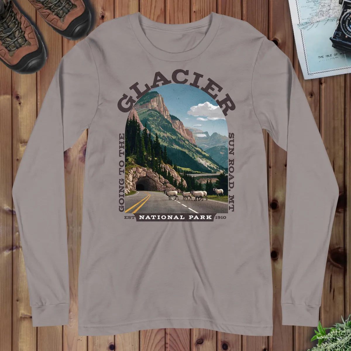 Glacier National Park Long Sleeve T-shirt Sun Road - Parks ApparelLong - sleeve