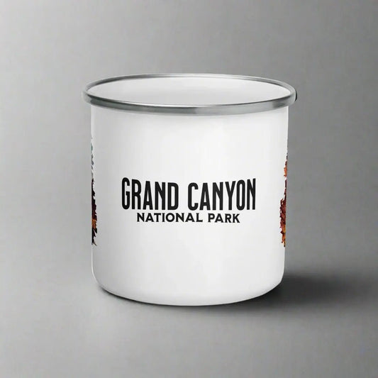 Grand Canyon National Park enamel camp mug shown from alternate product angle