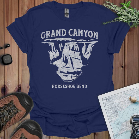 Grand Canyon textured Horseshoe Bend Glen Canyon graphic t-shirt shown in lifestyle or modeled setting