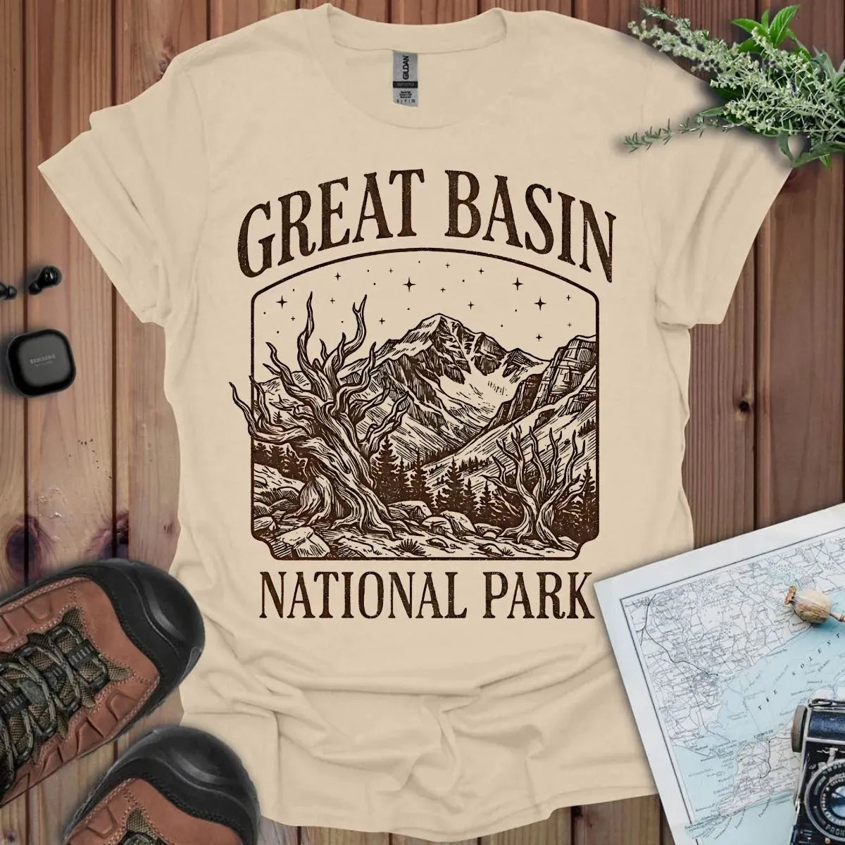 Great Basin National Park rustic graphic t-shirt alternate apparel color or product angle