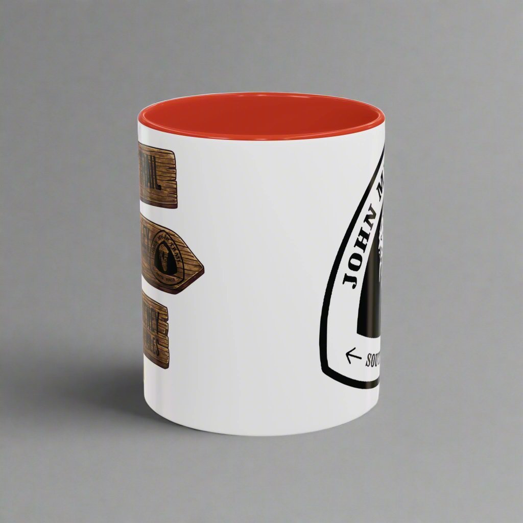 John Muir Trail JMT mile sign accent coffee mug showing design detail or product variation