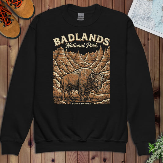 Badlands National Park Poster Youth Sweatshirt in Black