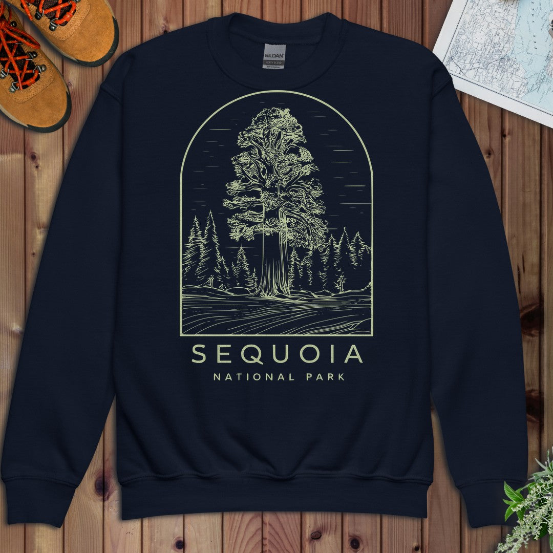 Sequoia National Park T Shirt Land Of Giants Youth Sweatshirt in Navy