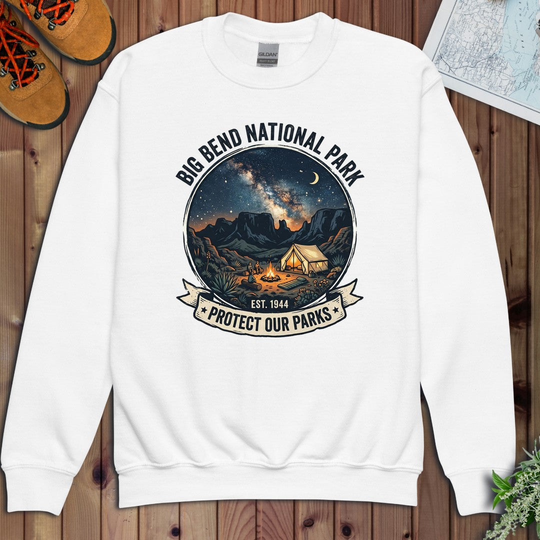 Big Bend Campsite National Park Youth Sweatshirt in White